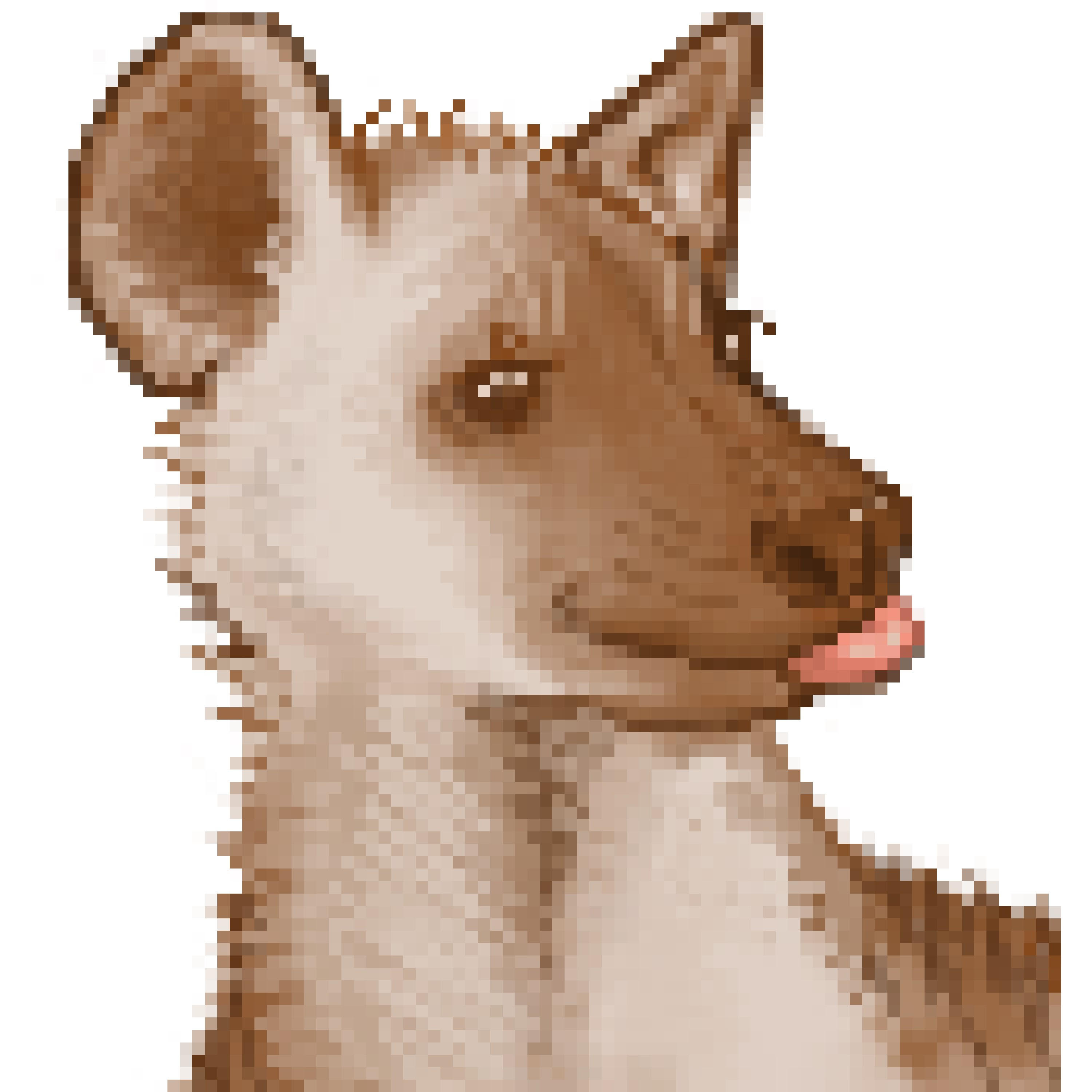 drawn pixel art of a hyena poking its tongue out.